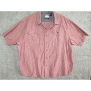 Wrangler Comfort Flex‎ Red Chambray Short Sleeve Button Up Shirt 3XL